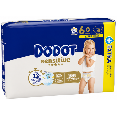 Dodot Sensitive Talla 6 Plus Extra Absorción Hasta 12h de protección y máxima suavidad para la piel del bebé