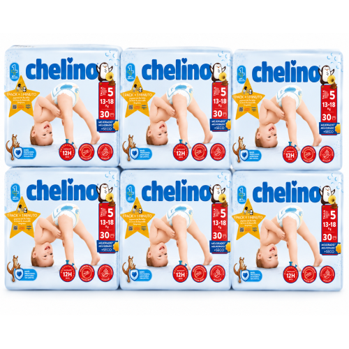 Pack Ahorro Chelino Talla 5 (13-18 kg) | Máxima absorción y libertad de movimiento para tu bebé