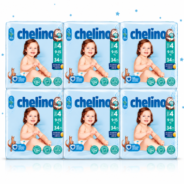 Pack 6 Paquetes Chelino Talla 4 (9-15 kg) | Protección, comodidad y hasta 12h seco