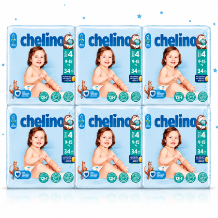 Pack 6 Paquetes Chelino Talla 4 (9-15 kg) | Protección, comodidad y hasta 12h seco