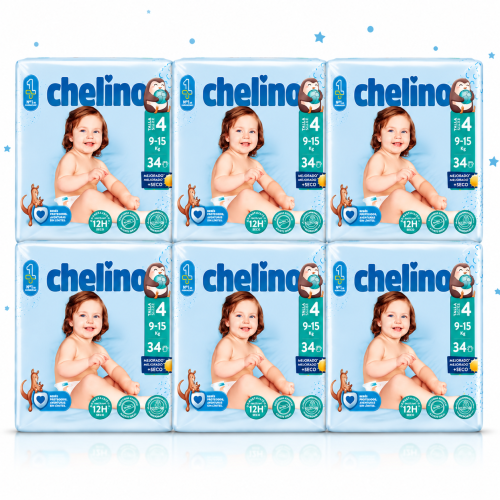 Pack 6 Paquetes Chelino Talla 4 (9-15 kg) | Protección, comodidad y hasta 12h seco