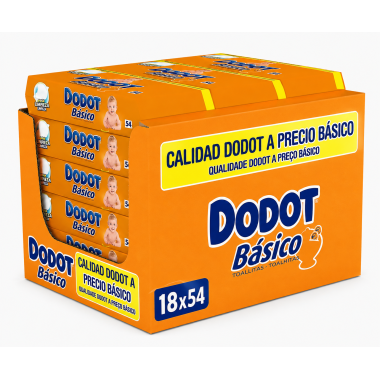 Dodot Básico Toallitas Bebé Pack Ahorro 18x54 | Limpieza suave y práctica para el cuidado diario del bebé
