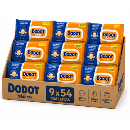 Dodot Básico Toallitas Bebé Pack Ahorro 9x54 | Limpieza suave y práctica para el cuidado diario del bebé