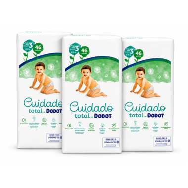 Pack 3 Dodot Cuidado Total Talla 3 138 Pañales | Protección Completa y Suavidad Premium para Bebés Activos