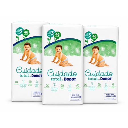 Pack 3 Dodot Cuidado Total Talla 3 138 Pañales | Protección Completa y Suavidad Premium para Bebés Activos