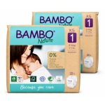 Pack Ahorro Bambo Nature Talla 1 XS Ecológicos 44 Pañales (2x22) | Suavidad Natural para Recién Nacidos