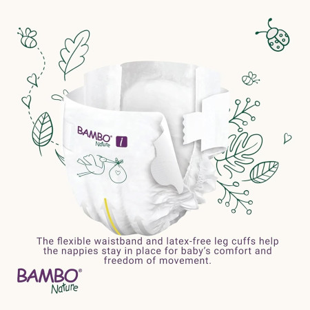 Bambo Nature Talla 2 Ecológicos (3-6 kg) Pack Ahorro 60 Pañales (2x30) – Cuidado Natural Premium para la Piel del Bebé