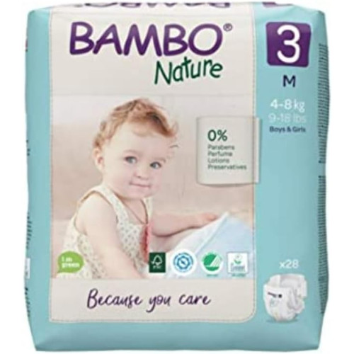 Bambo Nature Talla 3 Ecológicos (4-8 kg) Pack Ahorro 56 Pañales (2x28) – Cuidado Natural Premium y Máxima Suavidad