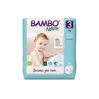 Bambo Nature Talla 3 Ecológicos 28 Pañales | Máxima Suavidad y Protección Natural