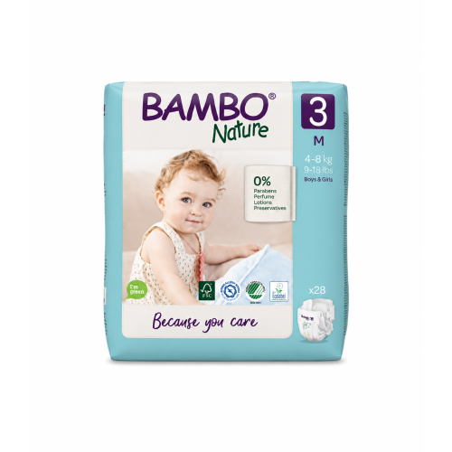 Bambo Nature Talla 3 Ecológicos (4-8 kg) Pack Ahorro 56 Pañales (2x28) – Cuidado Natural Premium y Máxima Suavidad