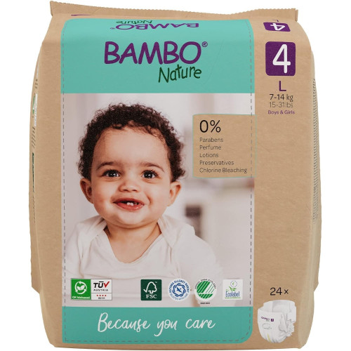 Bambo Nature Talla 4 Ecológicos (7-12 kg) Pack Ahorro 48 Pañales (2x24) – Cuidado Natural Premium y Libertad de Movimiento