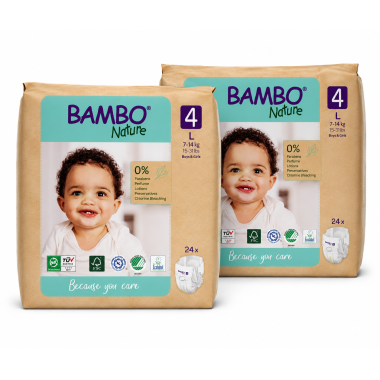 Pack Ahorro Bambo Nature Talla 4 Ecológicos 48 Pañales (2x24) | Protección Natural y Libertad de Movimiento