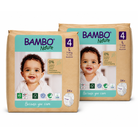 Pack Ahorro Bambo Nature Talla 4 Ecológicos 48 Pañales (2x24) | Protección Natural y Libertad de Movimiento