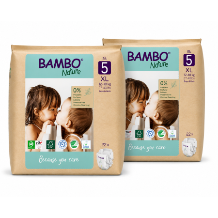 Pack Ahorro Bambo Nature Talla 5 Ecológicos 44 Pañales (2x22) | Protección Natural y Máxima Comodidad