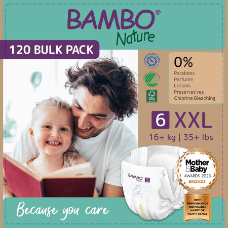 Bambo Nature Talla 6 Ecológicos (+16 kg) Pack Ahorro 40 Pañales (2x20) – Protección Natural Premium para Niños Activos