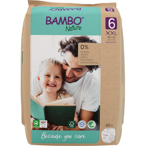 Bambo Nature Talla 6 Ecológicos (+16 kg) Pack Ahorro 40 Pañales (2x20) – Protección Natural Premium para Niños Activos