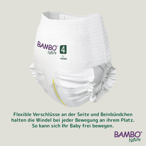 Bambo Nature Pants Entrenamiento Ecológicos Talla 4 (9-16 kg) Pack Ahorro 40 Uds (2x20) – Tipo Braguita, Natural y Fácil de Usar