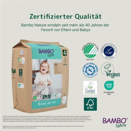 Bambo Nature Pants Entrenamiento Ecológicos Talla 4 (9-16 kg) Pack Ahorro 40 Uds (2x20) – Tipo Braguita, Natural y Fácil de Usar