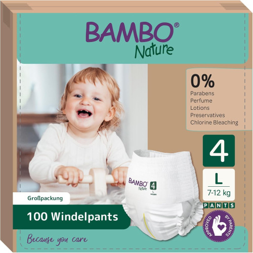 Bambo Nature Pants Entrenamiento Ecológicos Talla 4 (9-16 kg) Pack Ahorro 40 Uds (2x20) – Tipo Braguita, Natural y Fácil de Usar