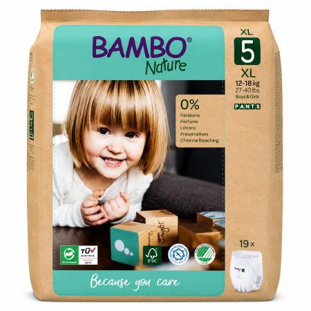 Bambo Nature Pants Entrenamiento Ecológicos Talla 5 (11-16 kg) Pack Ahorro 38 Uds (2x19) – Autonomía, Comodidad y Cuidado Natura