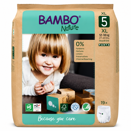 Bambo Nature Pants Entrenamiento Ecológicos Talla 5 (11-16 kg) Pack Ahorro 38 Uds (2x19) – Autonomía, Comodidad y Cuidado Natura