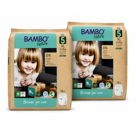 Bambo Nature Pants Talla 5 Ecológicos 38 Uds (2x19) | Tipo Braguita Cómodo y Fácil de Usar