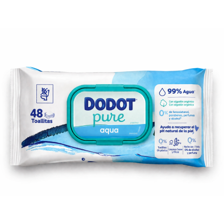 Toallitas Dodot Aqua Pure con Tapita Pack Ahorro 576 Uds (12x48) – Máxima Pureza y Suavidad para tu Bebé
