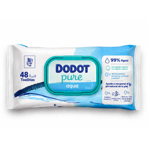 Toallitas Dodot Aqua Pure con Tapita Pack Ahorro 576 Uds (12x48) – Máxima Pureza y Suavidad para tu Bebé