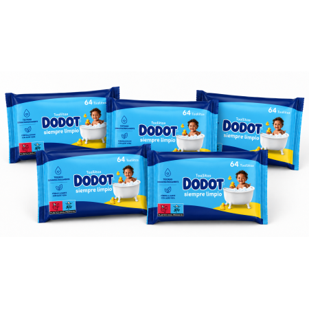 Pack ahorro Dodot Toallitas Siempre Limpio 5x64 uds | Suavidad y limpieza diaria para la piel del bebé