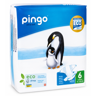 Pingo Ultrasoft Talla 6 XL (15-30 kg) 32 Pañales | Protección ecológica y máxima suavidad para bebés grandes