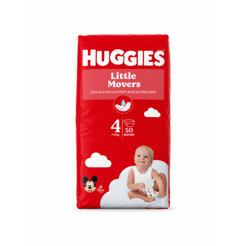 Huggies Little Movers Talla 4 (7-18 kg) 50 Pañales | Libertad de movimiento y protección total para bebés activos