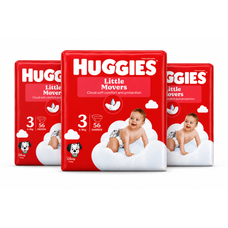 Huggies Little Movers Talla 4 (7-18 kg) Pack Ahorro 150 Pañales (3x50) – Libertad de Movimiento y Protección Total