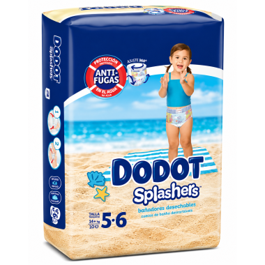 Dodot Splashers Pañal-Bañador Talla 5-6 (+14 kg) 10 Uds – Protección en el Agua y Libertad Total
