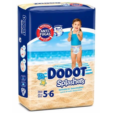 Dodot Splashers Pañal-Bañador Talla 5-6 (+14 kg) 10 Uds – Protección en el Agua y Libertad Total