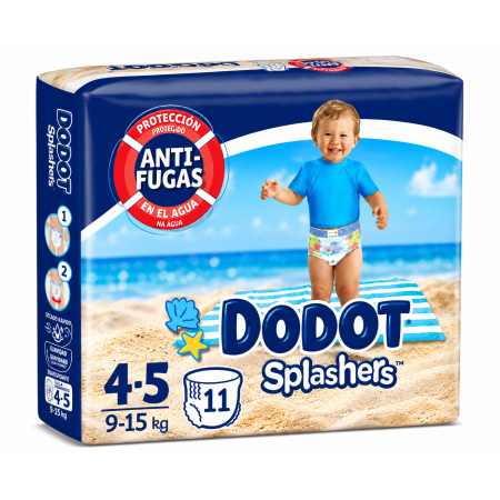 Dodot Splashers Pañal-Bañador Talla 4-5 (9-15 kg) 11 Uds – Protección en el Agua y Libertad Total