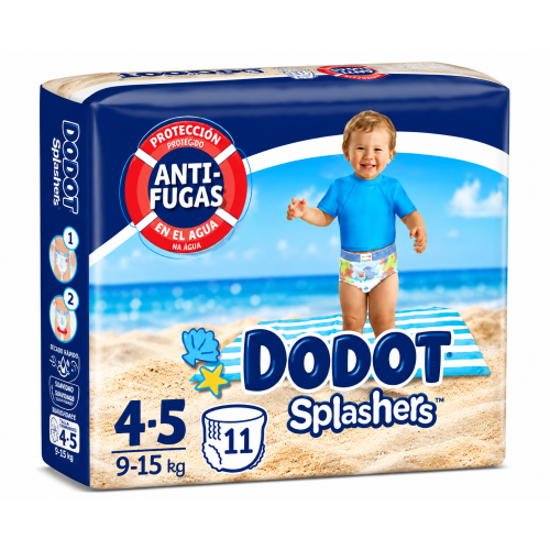 Dodot Splashers Pañal-Bañador Talla 4-5 (9-15 kg) 11 Uds – Protección en el Agua y Libertad Total