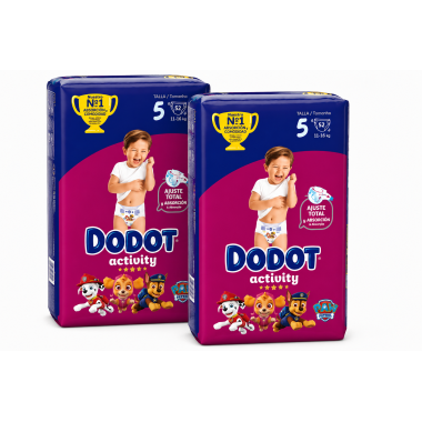 Pañales Dodot Activity Talla 5 Pack Ahorro 2x52 (104 Uds) | Máxima Absorción y Ajuste Total Día y Noche