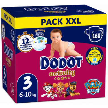Pañales Dodot Box Activity Talla 3 (168 Uds) – Máxima Absorción para el Uso Diario