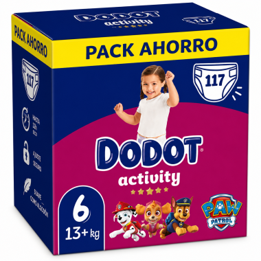 Pañales Dodot Box Activity Talla 6 (+13 kg) Pack Ahorro 117 Uds – Máxima Absorción para Niños Activos