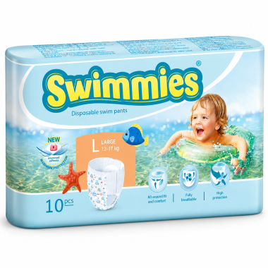 Swimmies Pañal Bañador Desechable Talla L (12-17 kg) 10 Uds | Protección y Comodidad para el Agua