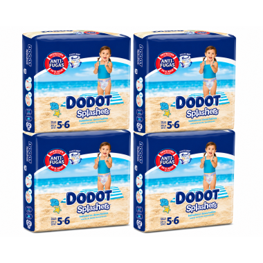 Dodot Splashers Talla 5-6 | Bañadores desechables anti fugas para playa y piscina Pack 4