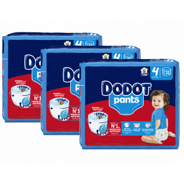 Dodot Pants Talla 4 (9-15 kg) Pack Ahorro 99 Pañales (3x33) | Cambio Fácil, Máxima Comodidad y Protección Antifugas