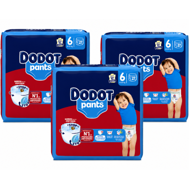 Dodot Pants Talla 6 (15+ kg) Pack Ahorro 81 Pañales (3x27) | Cambio fácil, ajuste 360º y máxima protección para bebés activos