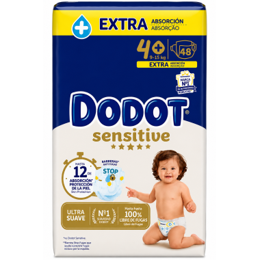 Dodot Sensitive Talla 4+ Extra Absorción | Hasta 12h de protección y máxima suavidad para tu bebé