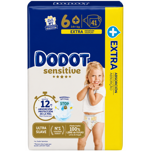 Dodot Sensitive Extra Talla 6+ (15+ kg) Pack Ahorro 88 Pañales (2x44) – Máxima Suavidad y Protección