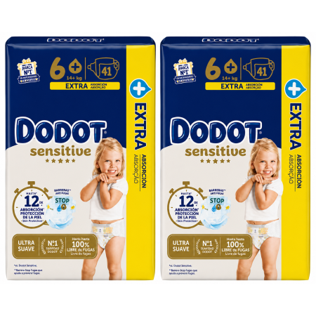 Dodot Sensitive Extra Talla 6+ (15+ kg) Pack Ahorro 88 Pañales (2x44) – Máxima Suavidad y Protección