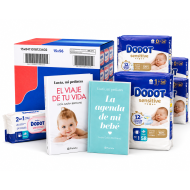 Pack Súper Ahorro Recién Nacido Dodot Sensitive Talla 0 y 1 + Toallitas + Libros de Lucía, mi pediatra