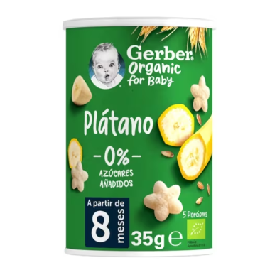 Gerber Organic Platano 35 g – Snack Ecológico Desde 8 Meses-bote