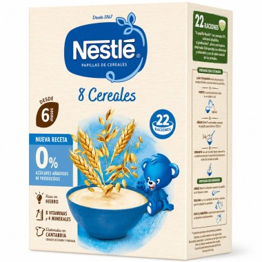 Nestlé Papillas de Cereales 8 Cereales 330 g – Desde 6 Meses Cereales Infantiles Nutritivos