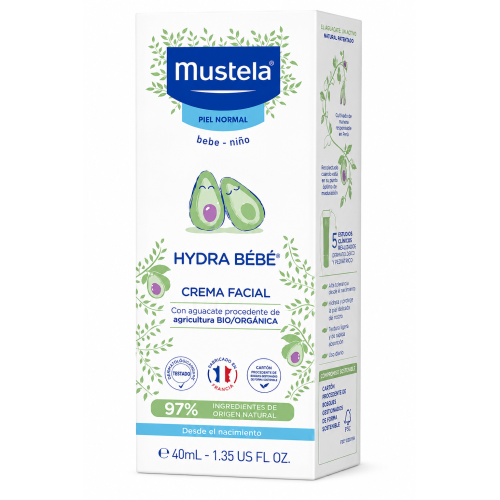 Mustela Hydra Bebé Crema Facial 40 ml – Hidratación y Protección Diaria para la Piel del Bebé